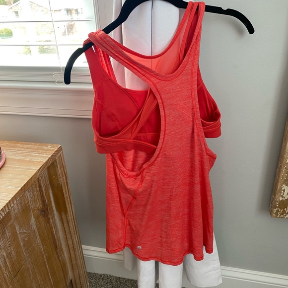Orange sheer lululemon built in bra tank - Picture 2 of 3